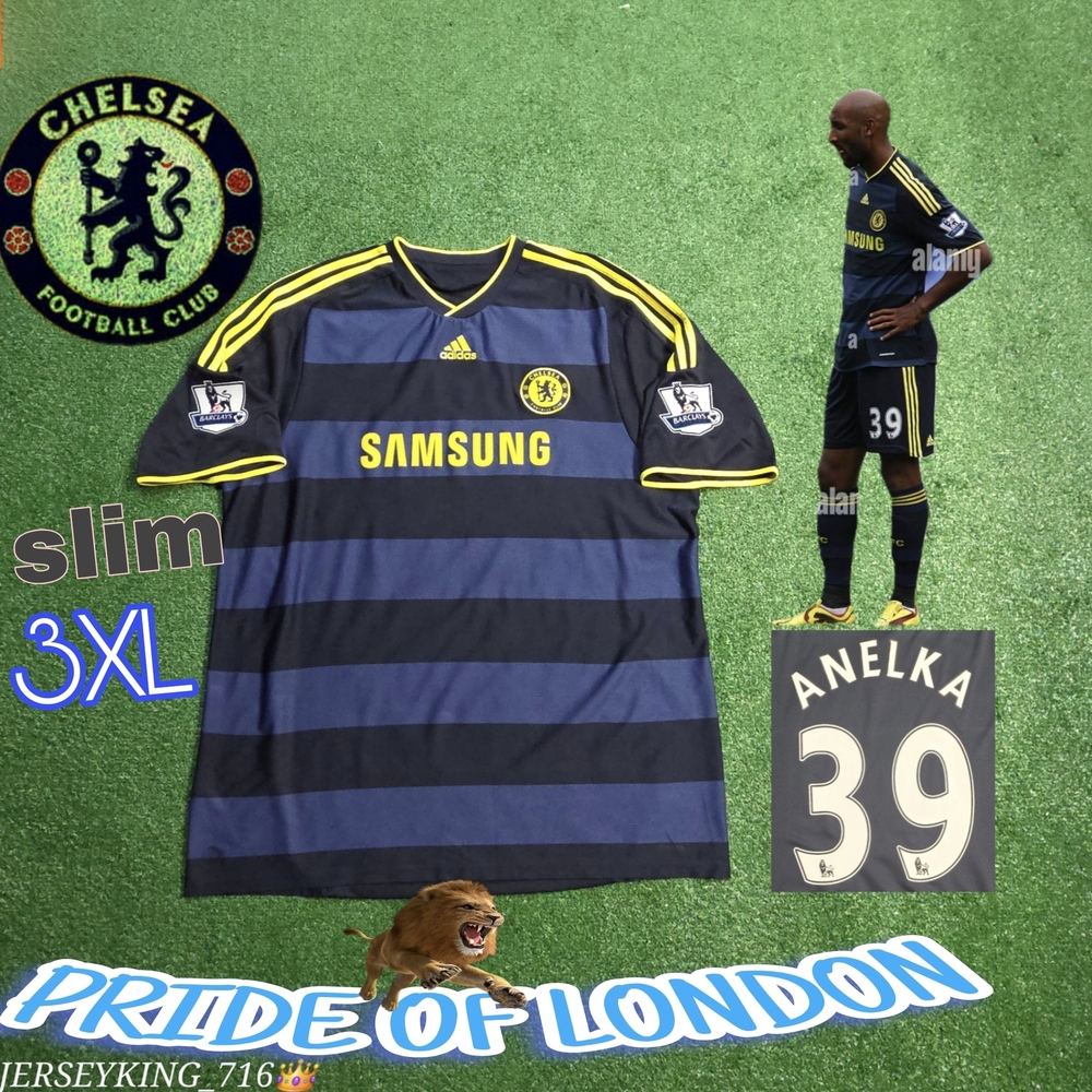 Adidas Chelsea FC Nicholas Anelka #39 2009/2010 Away Jersey EPL Patches Slim 3XL